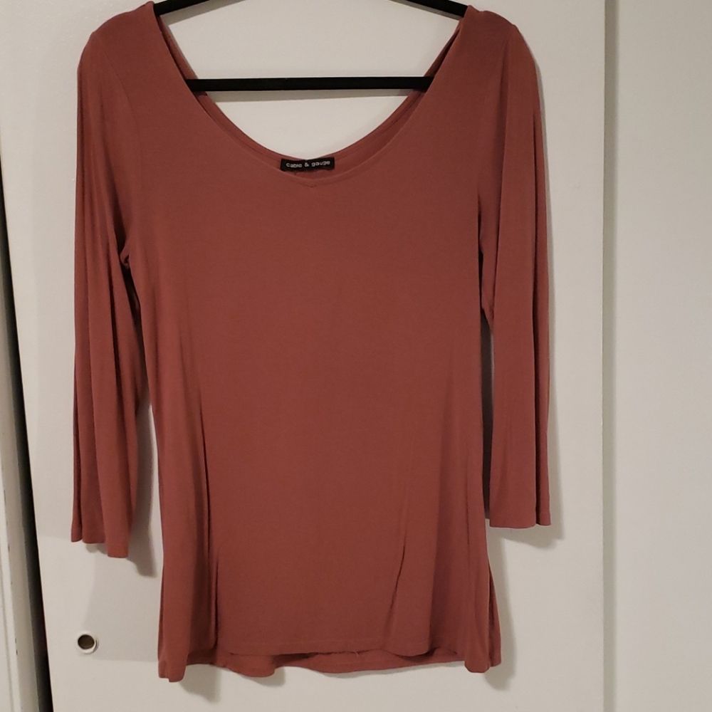 Cable & Gauge Rose Pink 3/4 Sleeve Shirt